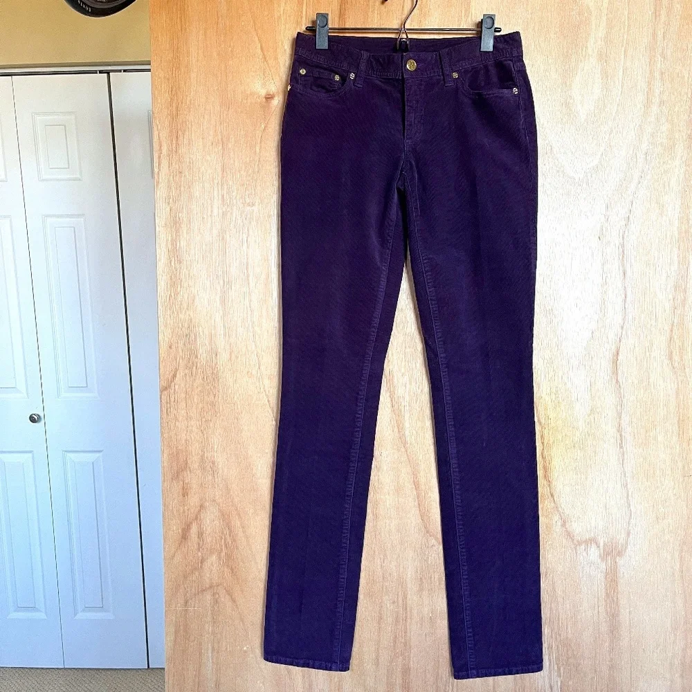 NWOT Tory Burch Super Skinny Jean Corduroy Pants Sz 26 Purple Fall/Winter Trend - Picture 1 of 7